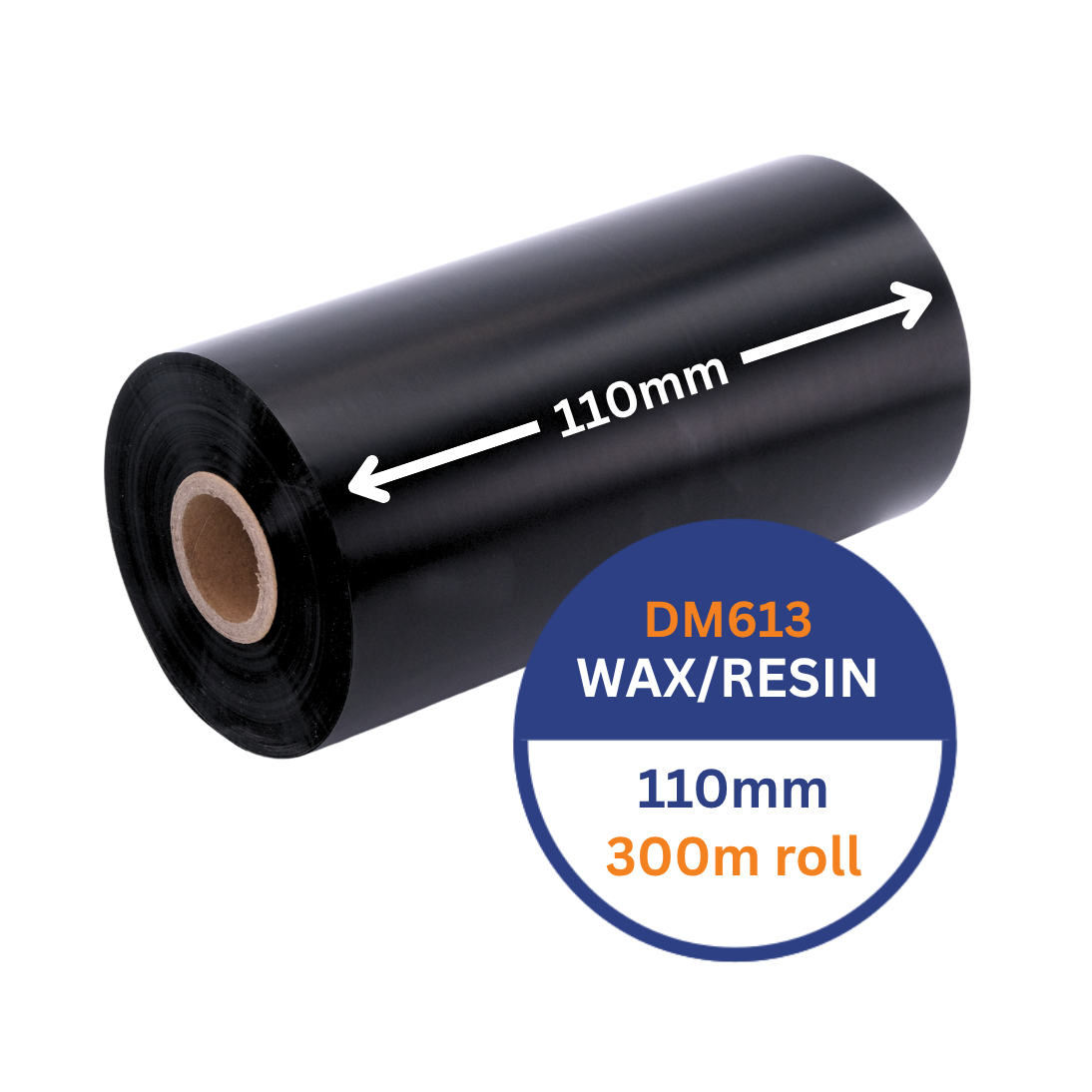 110mmx300M Thermal Wax/Resin Ribbon DM613 Black