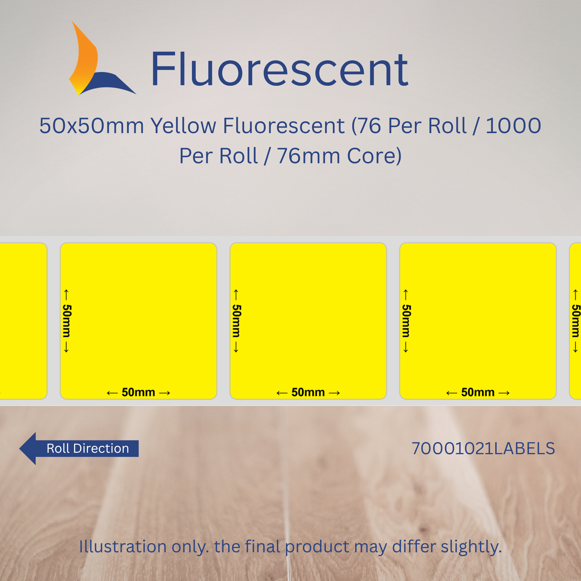 50mm x 50mm Fluorescent Labels
