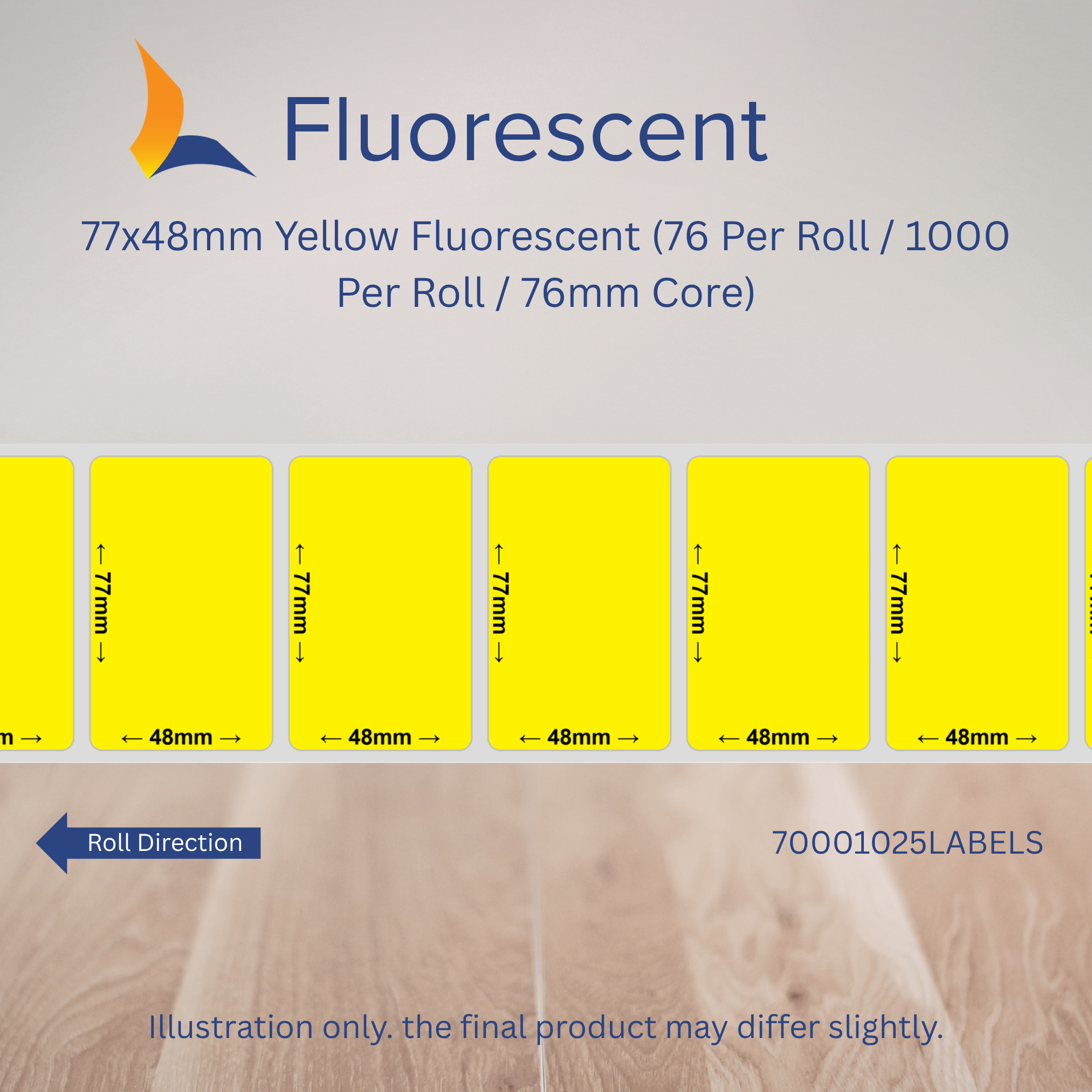 77mm x 48mm Fluorescent Labels
