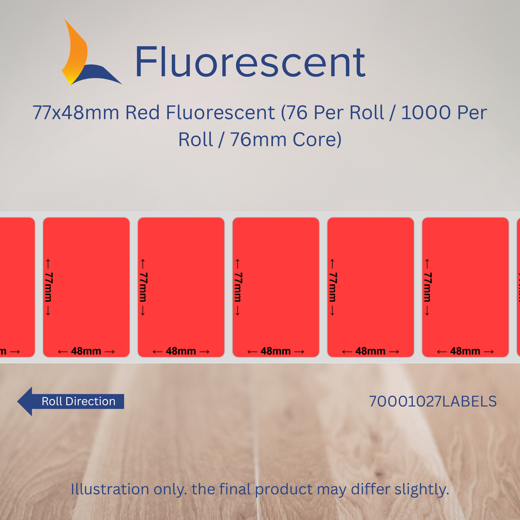 77mm x 48mm Fluorescent Labels