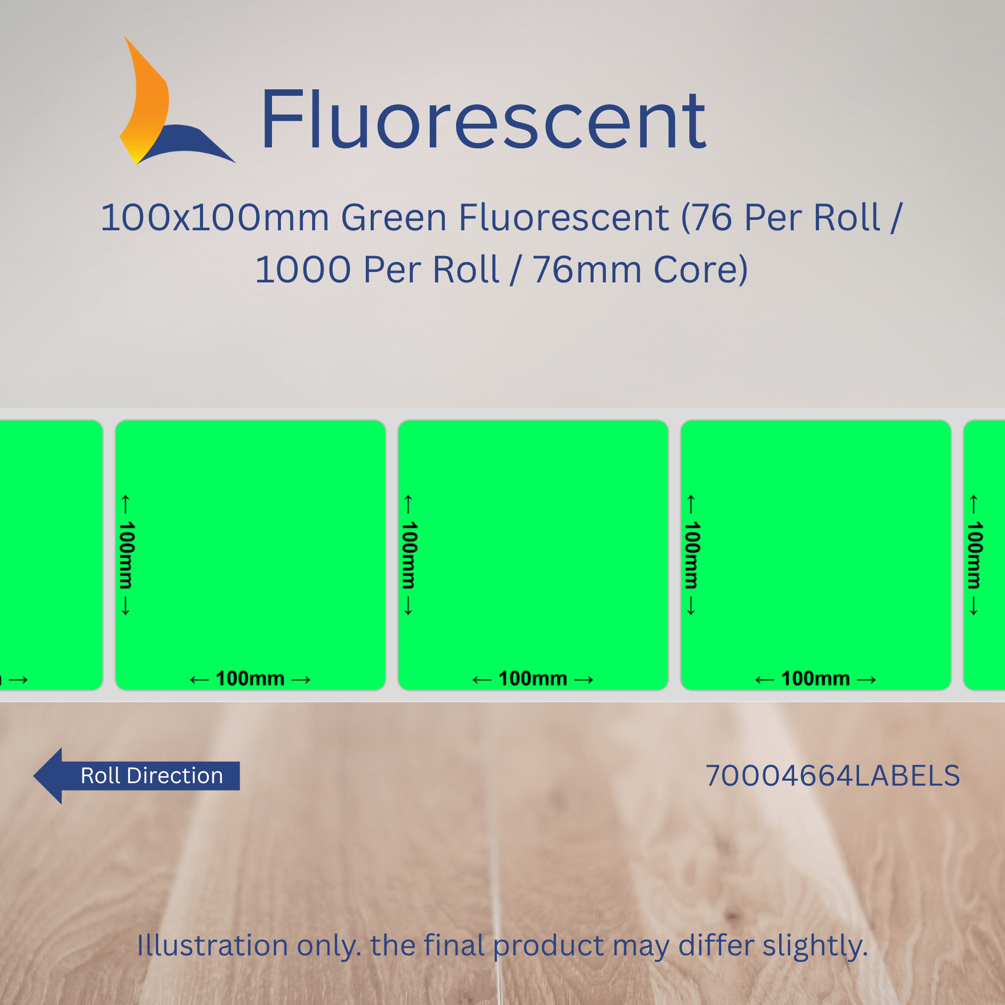 100mm x 100mm Fluorescent Labels