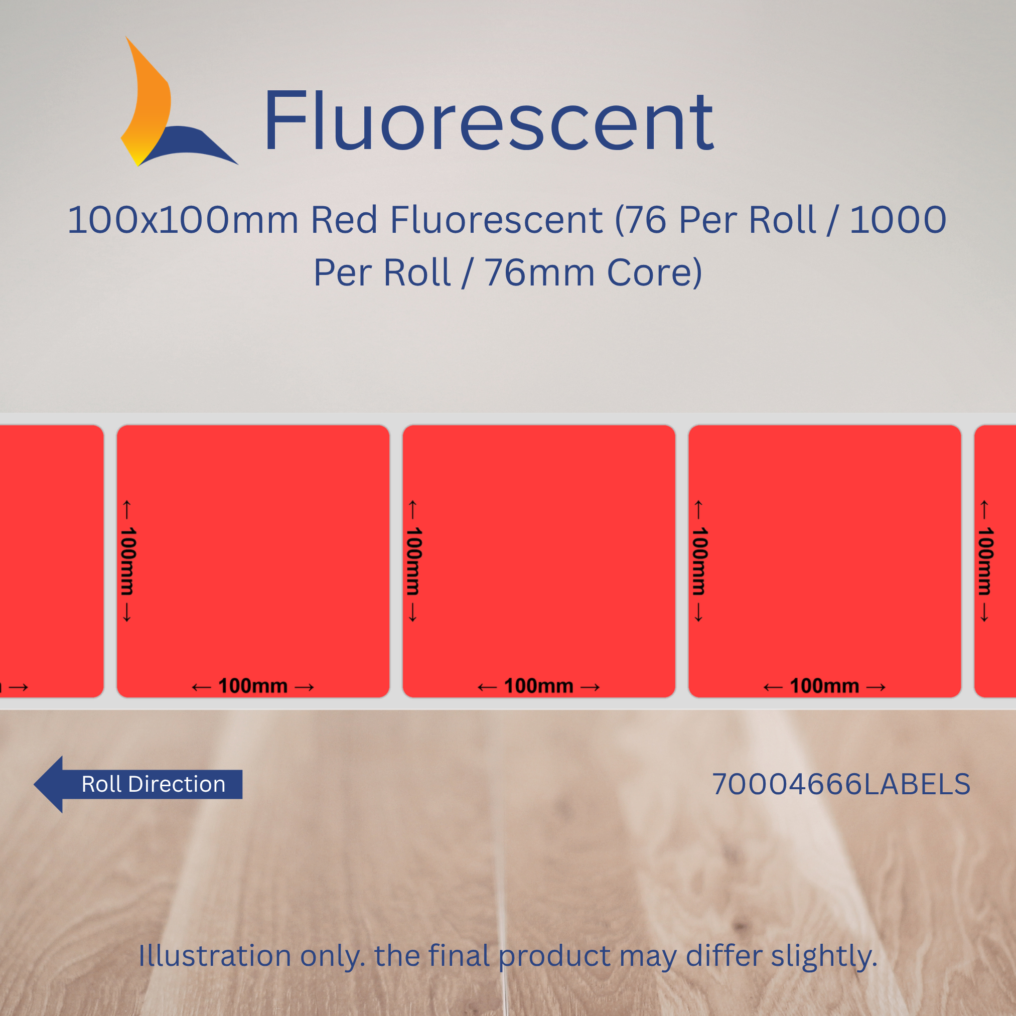 100mm x 100mm Fluorescent Labels