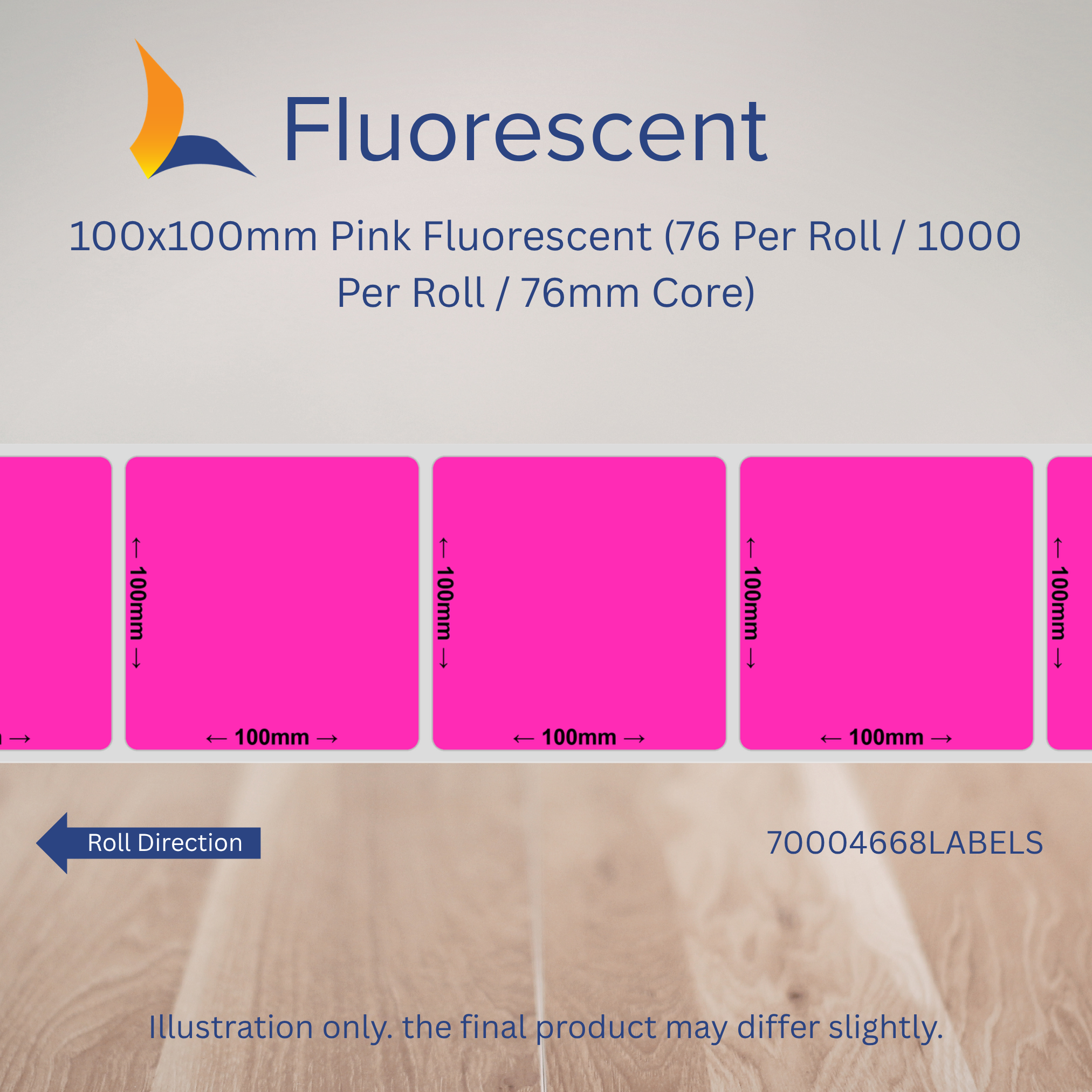 100mm x 100mm Fluorescent Labels