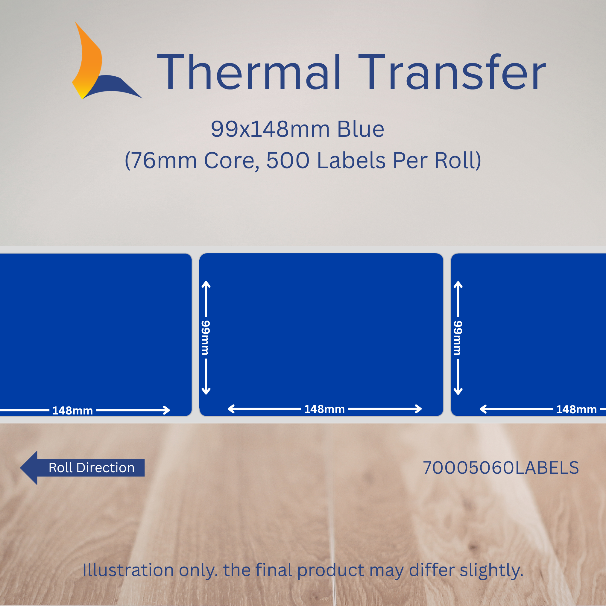 99mm x 148mm Blue Thermal Transfer Labels