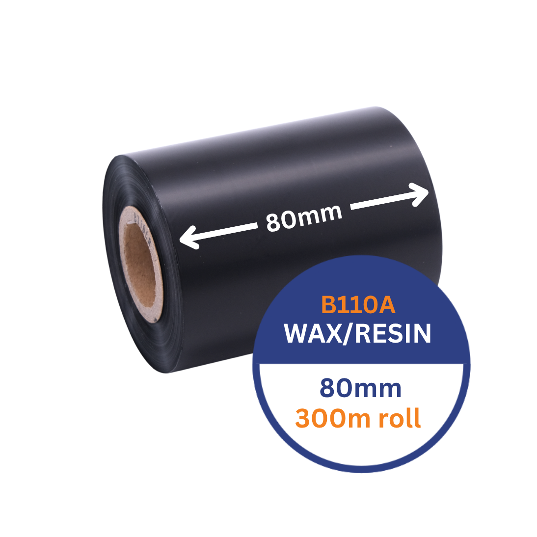 80mmx300M Thermal Wax/Resin Ribbon B110A Black