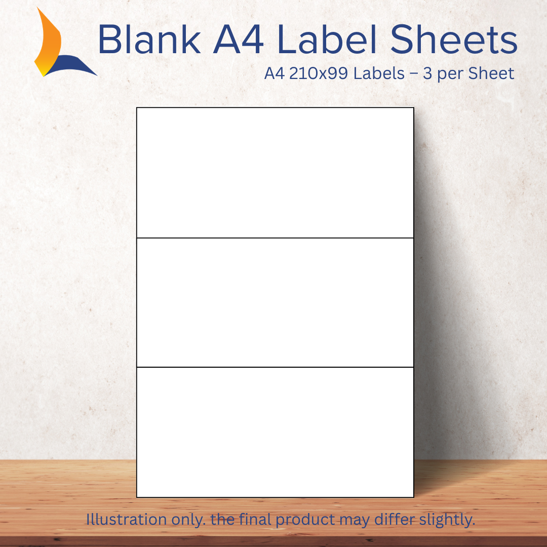 A4 210x99 Labels – 3 per Sheet