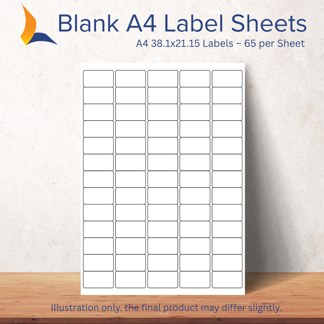 A4 38.1x21.15 Labels – 65 per Sheet