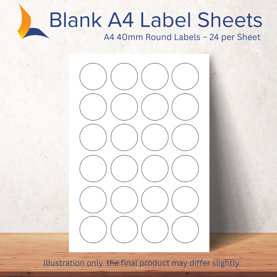 A4 40mm Round Labels – 24 per Sheet