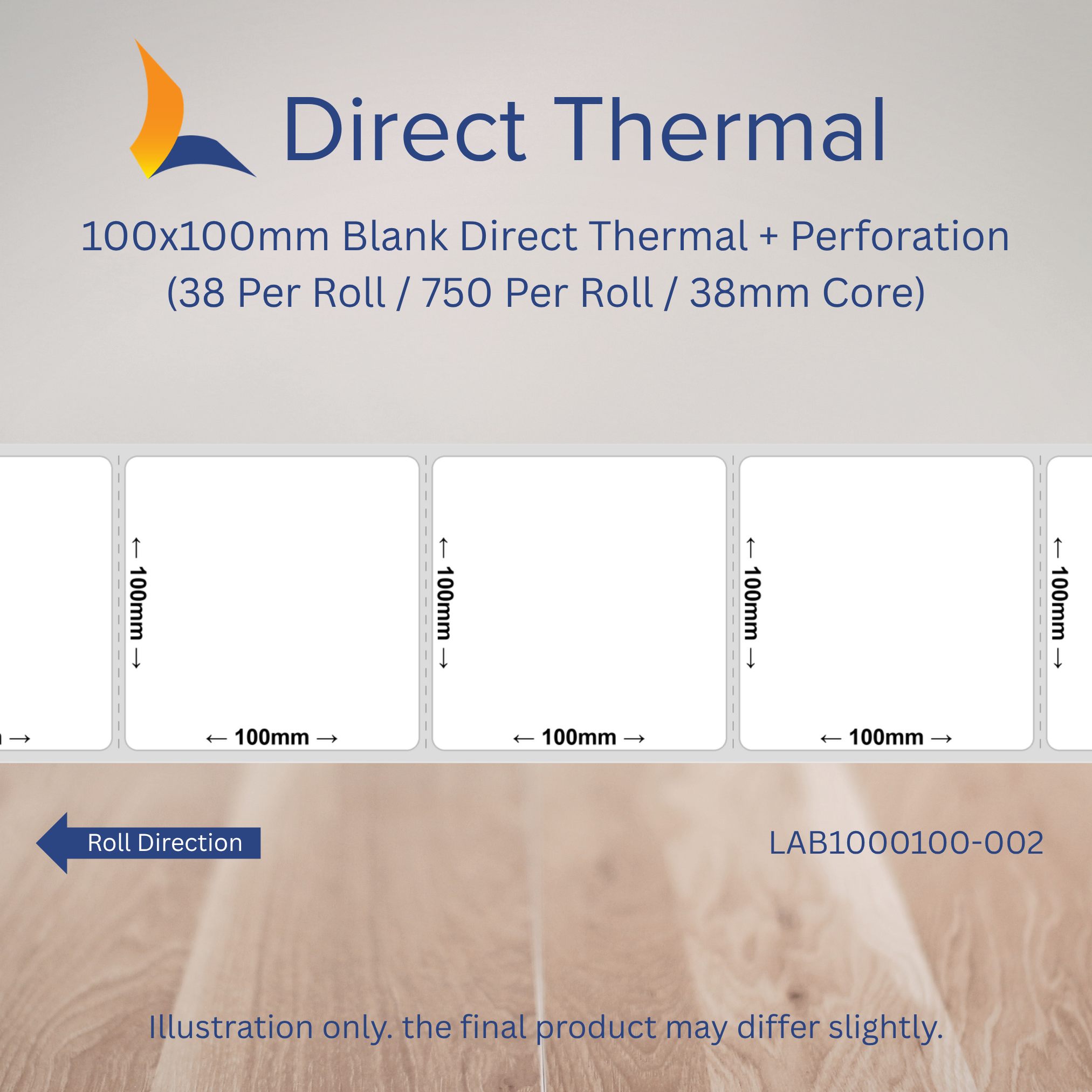 100mm x 100mm Direct Thermal Labels