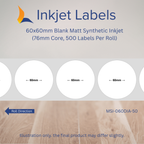 60x60mm Blank Inkjet Labels